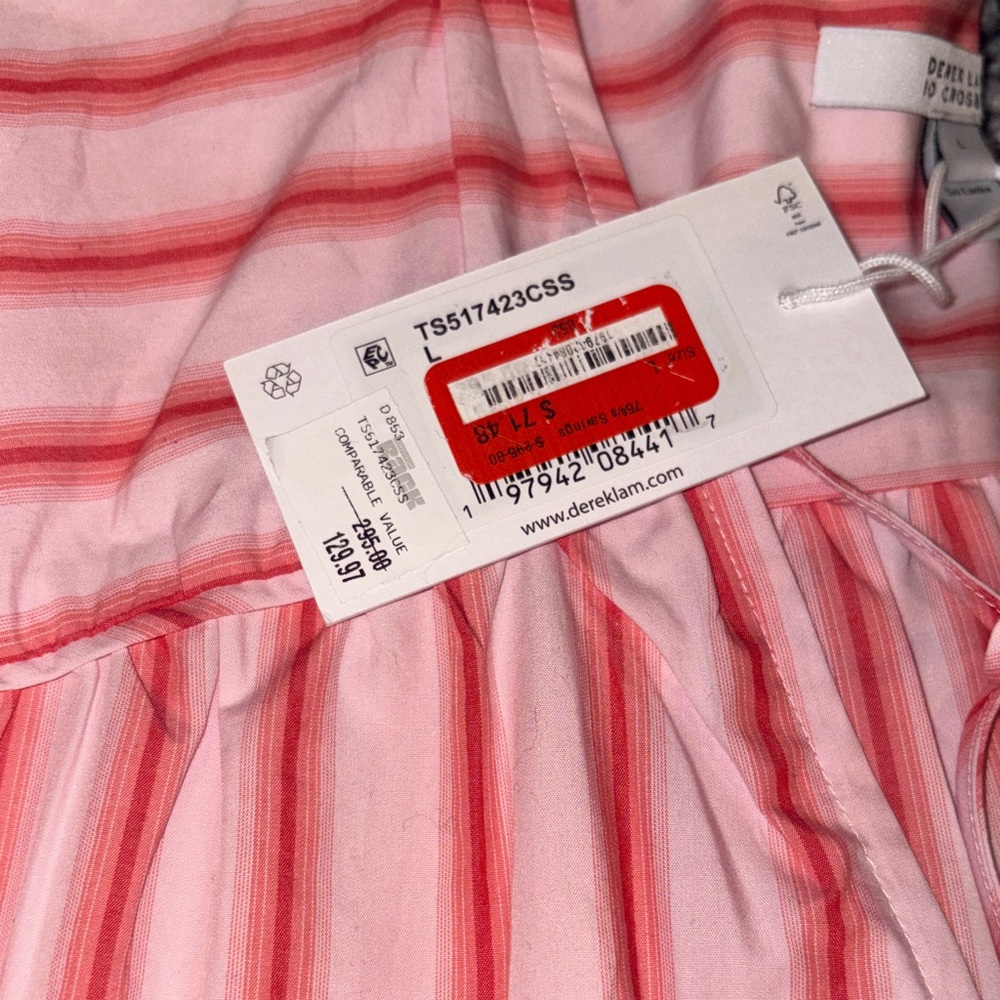10 Crosby Derek Lam Pink Striped Drawstring Blouse - Picture 5 of 6